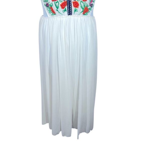 Boho Maxi Dress XL | Embroidered Look Open Back Festival Sundress White Floral - Picture 4 of 11
